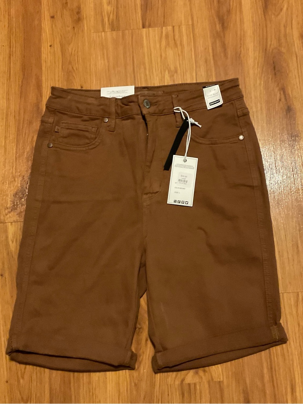 Judy Blue High Waist Brown Denim Bermuda Shorts Size Small NWT